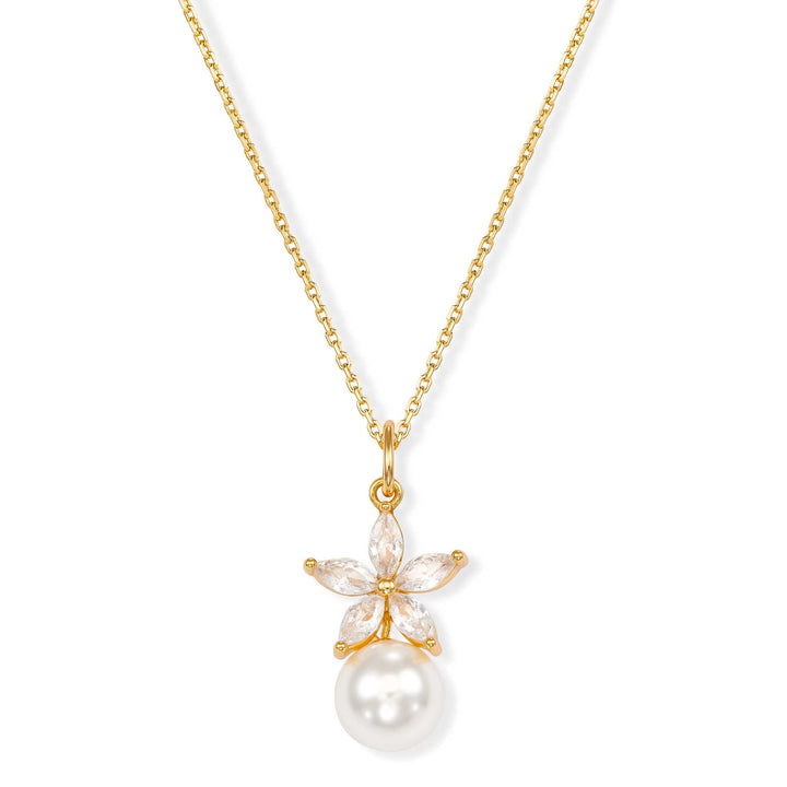 Collana floreale con perle, oro S925