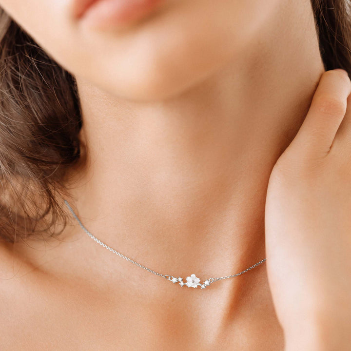 Sparkle Flower Ketting Zilver, S925